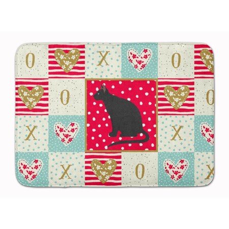 Carolines Treasures 19 x 27 in. Ojos Azules Cat Love Machine Washable Memory Foam Mat CK5775RUG